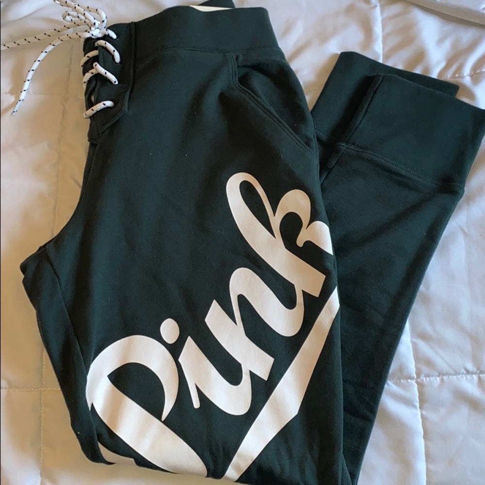 VICTORIAS SECRET PINK COLLEGIATE SKINNY SWEATPANTS